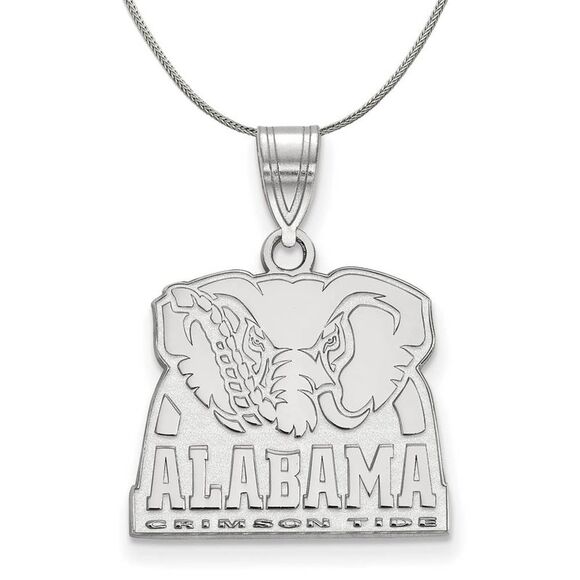 Sterling Silver U of Alabama Medium Pendant Necklace - 24 Inch